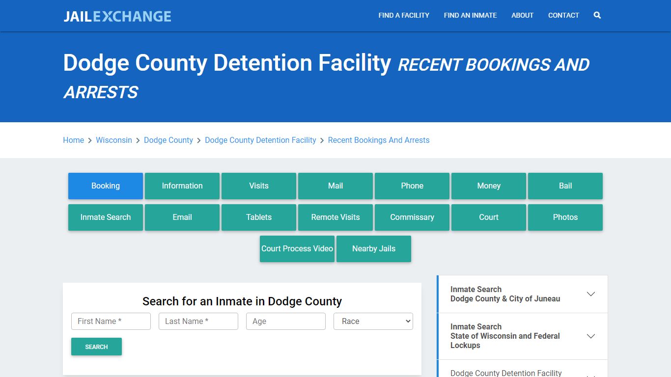 Dodge County Detention Facility Recent Bookings And Arrests - Jail Exchange